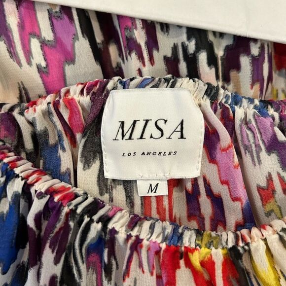 LIKE NEW!  MISA colorful Aztec print off the shoulder blouse. Sz. M - Picture 4 of 9